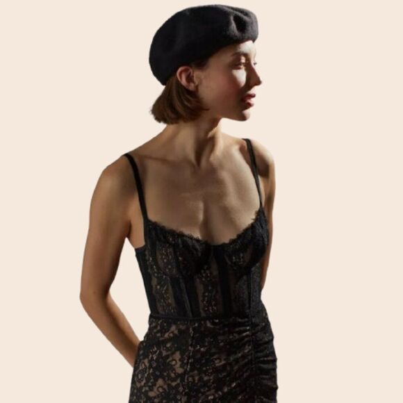 Urban Outfitters Black & Tan Angelica Corset Midi Dress Size Small - Picture 4 of 16